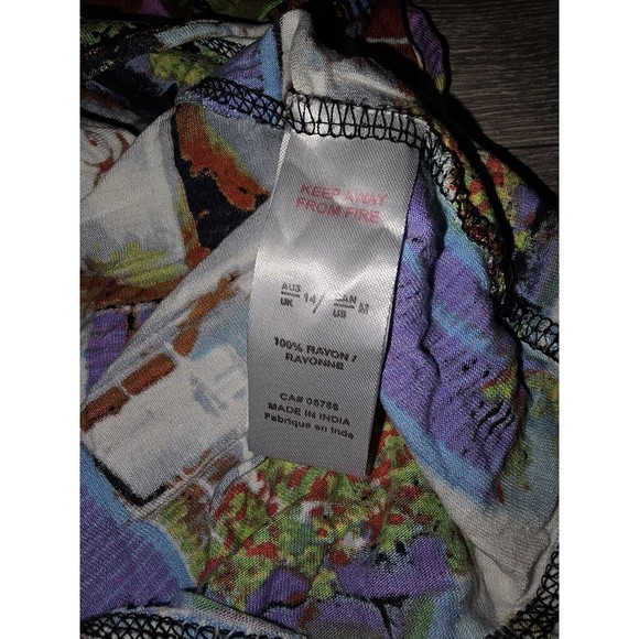 Orientique Naturally Art Deco Tunic Blouse Shirt Top Popover Scenery Womens M - Picture 12 of 12